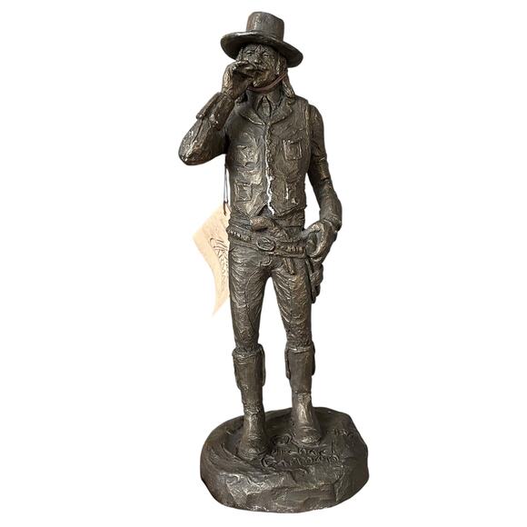 Michael Garman Shootist Cowboy Sculpture Vtg 1986 Western Statue Signed READ - Picture 1 of 15